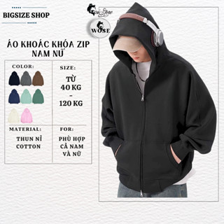 Áo Khoác Nam Nữ Bigsize 40-120KG Nỉ Cotton Mũ To - Tay dài - Có Túi Trong Sói Store