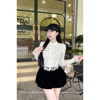Set áo viền ren quần nhung miu miu dáng bí xịn xò trẻ trung dễ mặc đi tiệc đi ăn cưới cafe sang chảnh hàng chuẩn vải đẹp