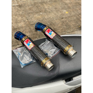  Lon Pô NLK Carbon Mỏ Chu Phi 51mm   Kèm Cao Su Treo Pô 