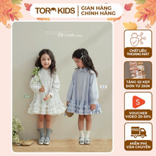 Váy sơ mi bèo chân bồng xoè chất thô hàn cho bé gái 0-5t mùa thu đông cho bé gái. Toro Kids