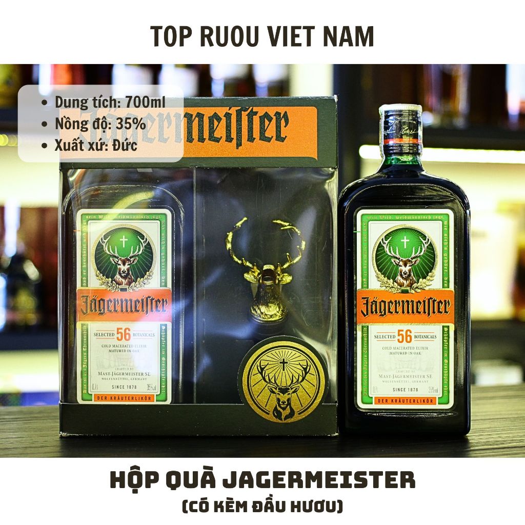JAGERMEISTER + VÒI RÓT ĐẦU HƯƠU INOX XỊN + HỘP (CHÍNH HÃNG 100%)