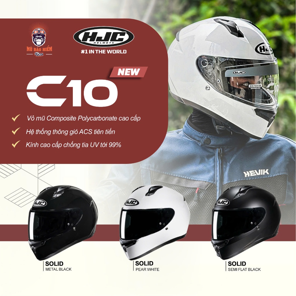 MŨ FULLFACE HJC C10  HÀNG CHÍNH HÃNG - CHUẤN CHÂU ÂU ECE22.06