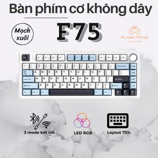 Bàn phím cơ không dây AULA F75 - Phiên bản mạch xuôi - 3 mode kết nối - Hotswap - Có núm xoay