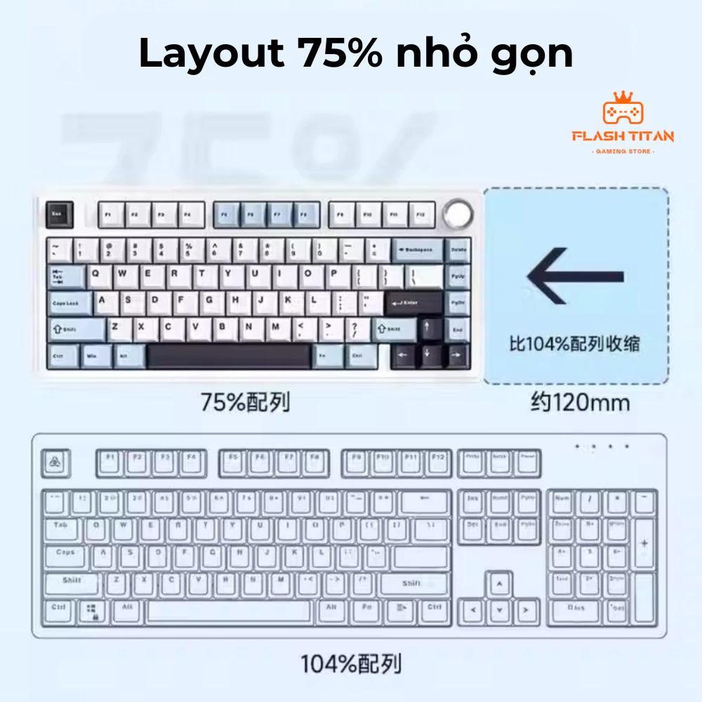 Bàn phím cơ không dây AULA F75 - Phiên bản mạch xuôi - 3 mode kết nối - Hotswap - Có núm xoay | BigBuy360 - bigbuy360.vn