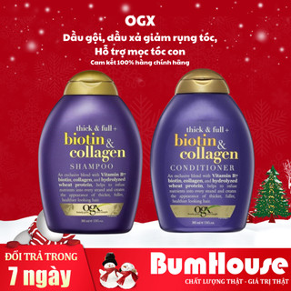 Biotin Collagen Tím - Dầu Gội Dầu Xả Biotin Collagen Tím OGX- Chống Rụng, Kích Thích Mọc Tóc