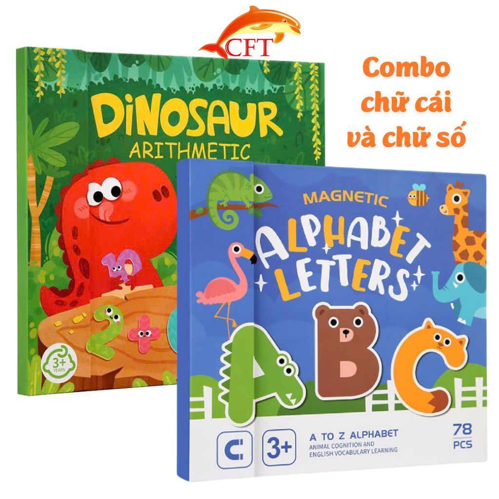 Combo 2 Bảng Học Nam Châm Từ Tính Chữ Số Chữ Cái Tiếng Anh ABC Animal Alphabet Letters