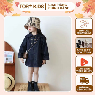 Váy bò mềm co dãn nhẹ cổ thuỷ thủ phong cách hàn quốc cho bé gái 0-5 tuổi, váy thu đông. Toro Kids