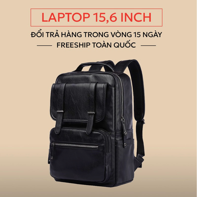 Balo Da nam nữ thời trang cao cấp 2024, ba lô da PU DN( vừa laptop 15.6 inch).