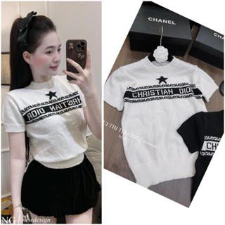 Áo len mongtoghi nữ cộc tay cổ tròn form vừa hình ngôi sao hàng QC