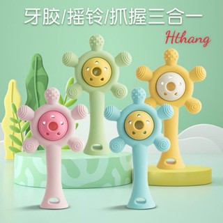 Đồ chới xúc xắc gặm nướu silicon hình hoa cho bé, đồ chơi lục lạc cầm tay kích thích khả năng nghe nhìn cho trẻ