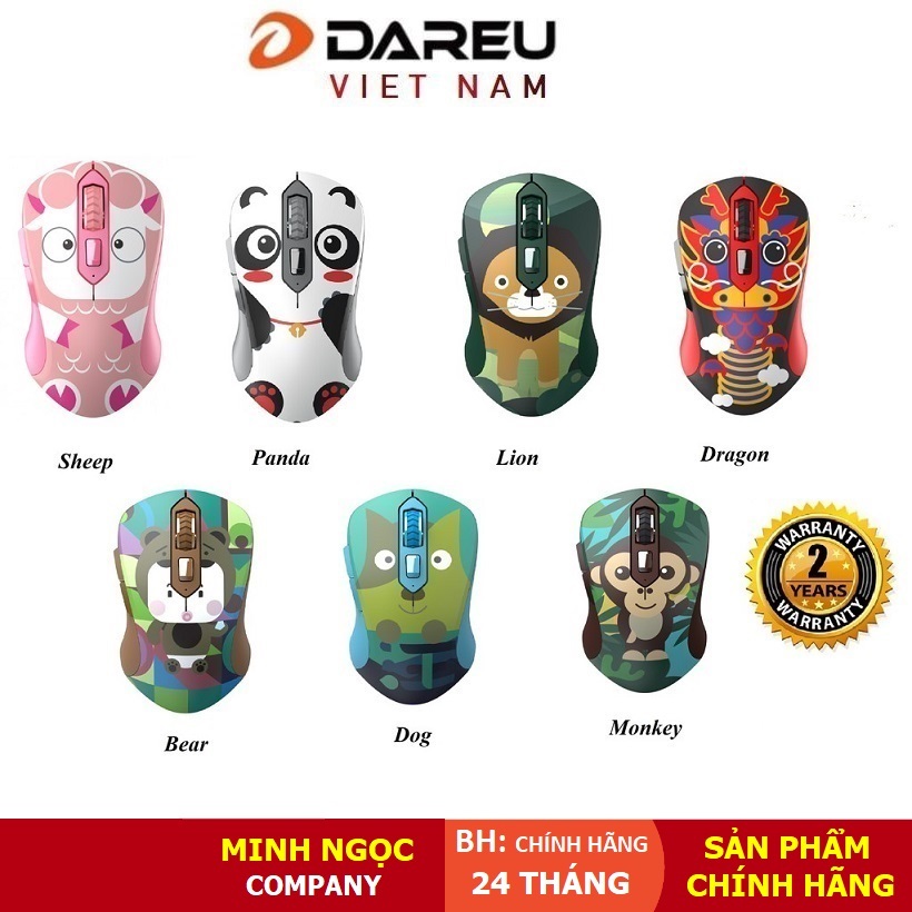 Chuột không dây Dareu LM115G - Multi-Color Wireless (Sheep/Bear/ Dragon/ Panda/ Monkey/ Lion) - Chín