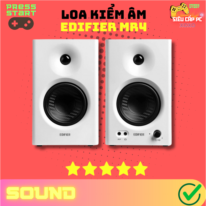 Bộ loa kiểm âm EDIFIER MR4 (Hàng chính hãng) - Công suất 42W | Vỏ gỗ chống dội âm