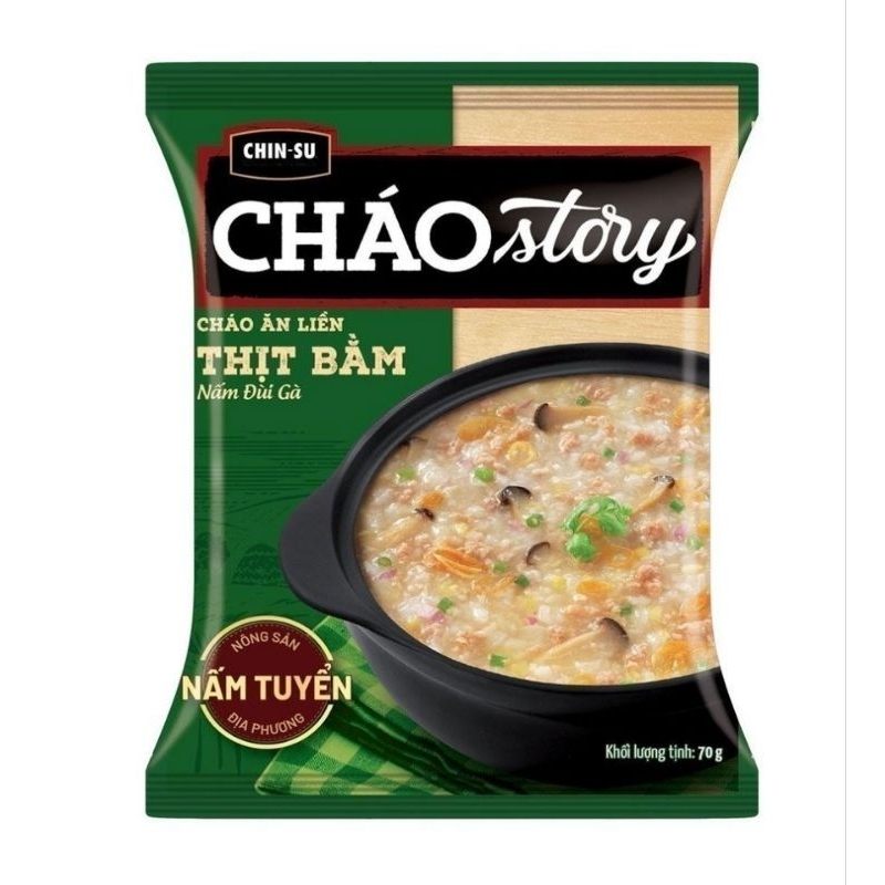 Lốc 10 gói Cháo ChinSu Story  thịt bằm nấm đùi gà 70g