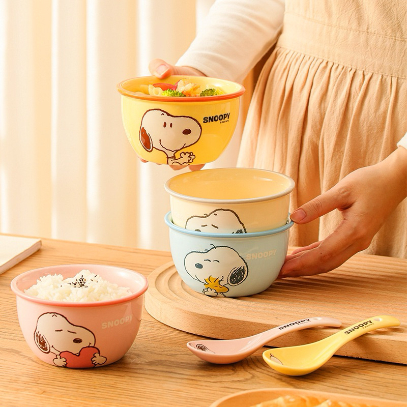 Chén Sứ, Muỗng, Ly Màu In Hình SNOOPY- Bát Cơm, Muỗng Thìa Ăn, Ly In Hoạt Hình SNOOPY Cao Cấp [chính