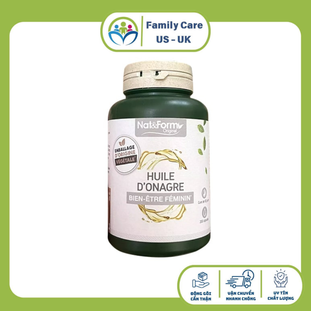 Hoa Anh Thảo Hữu Cơ Pháp Nat Form Huile Onagre 1500mg Lọ 200 Viên