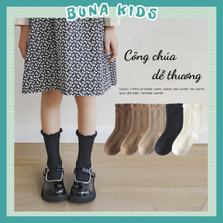  Tất vớ cao cổ tone màu Hàn Quốc vải cotton tất cổ xoắn phong cách công chúa lolita Bunakids TV22 