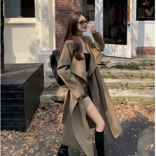 (sẵn) Áo khoác mangto nữ màu kaki nâu dáng dài hàng cao cấp loại 1 nhà Oanhdilys (video chính chủ )
