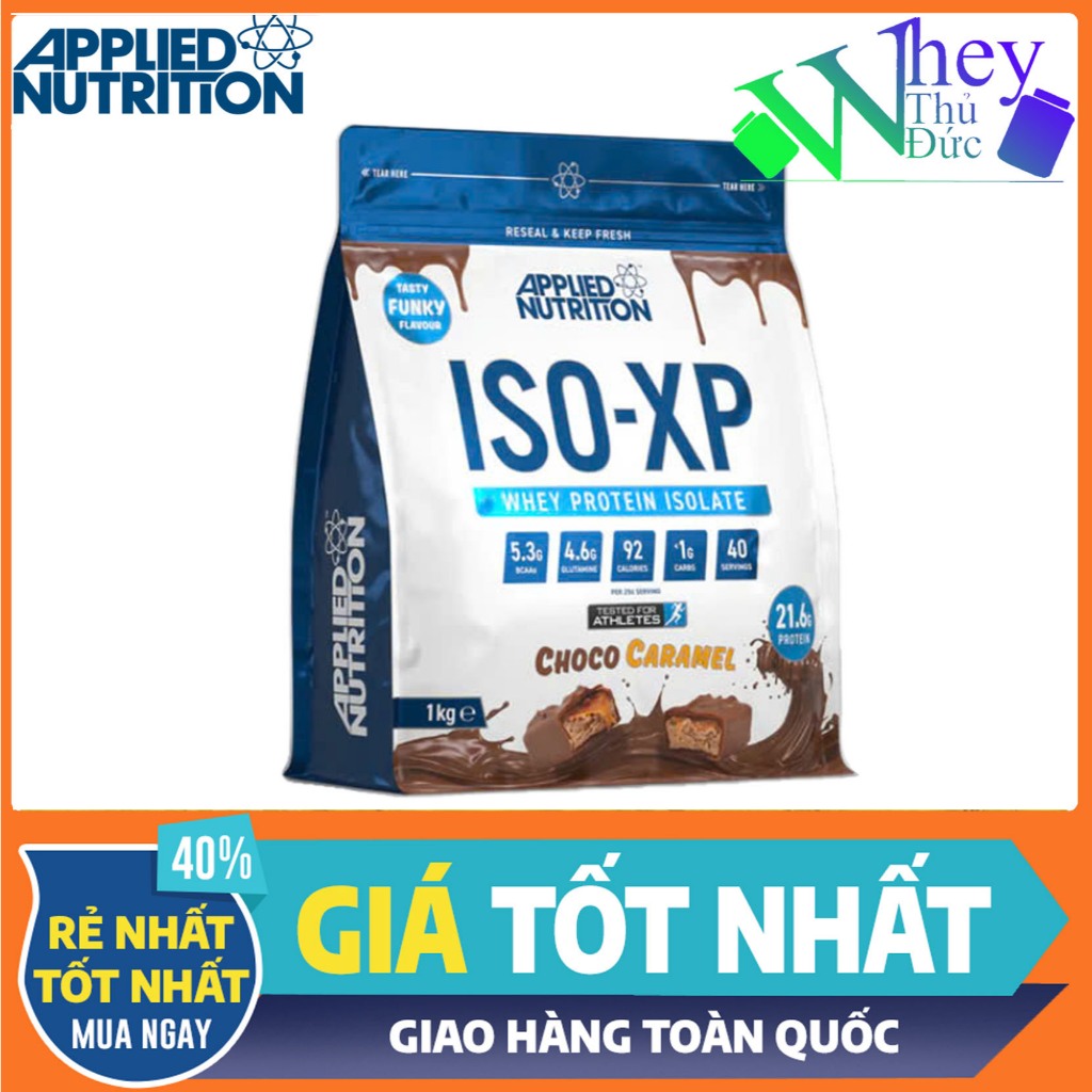 Whey isolate ISO XP 1KG Applied Nutrition Vị Choco Caramel - Whey tinh khiết dạng túi tăng cơ giảm m