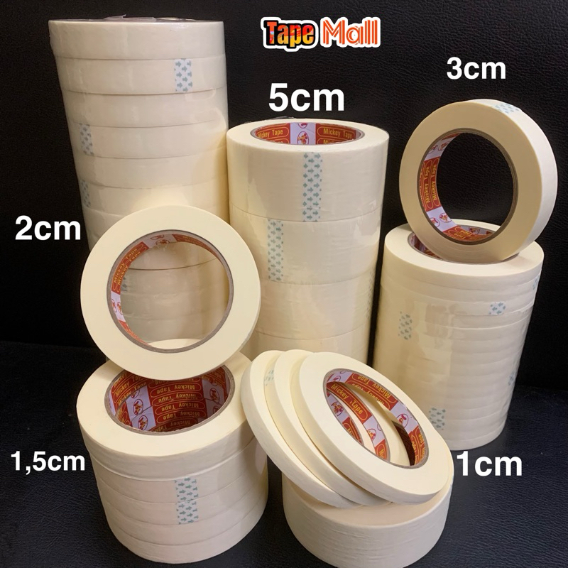 Băng Keo Giấy Dài 50m Cỡ lớn 5F 3F 2F 1,5F 1F, Che sơn-Chặn mầu-Ghi chú. Cuộn to đùng tiết kiệm.[Tape Mall]