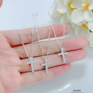 dây chuyền thánh giá , bạc cao cấp , đính đá , dây chuyền công giáo - đại phát