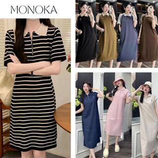 ( nhiều mẫu ) Váy thun polo cộc tay suông rộng basic Đầm bầu cổ bẻ polo thể thao form rộng đi chơi mặc nhà T610G MONOKA