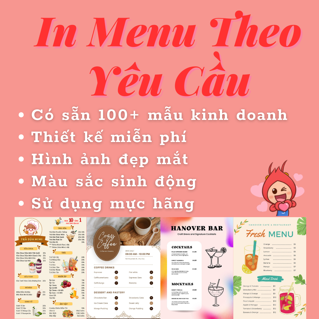 In Menu A4 Ép Plastic Chống Nước