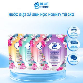 Nước giặt xả sinh học Honey túi 2KG ,dưỡng vải bền màu, lưu hương sau 72h (4 mùi hương để chọn)