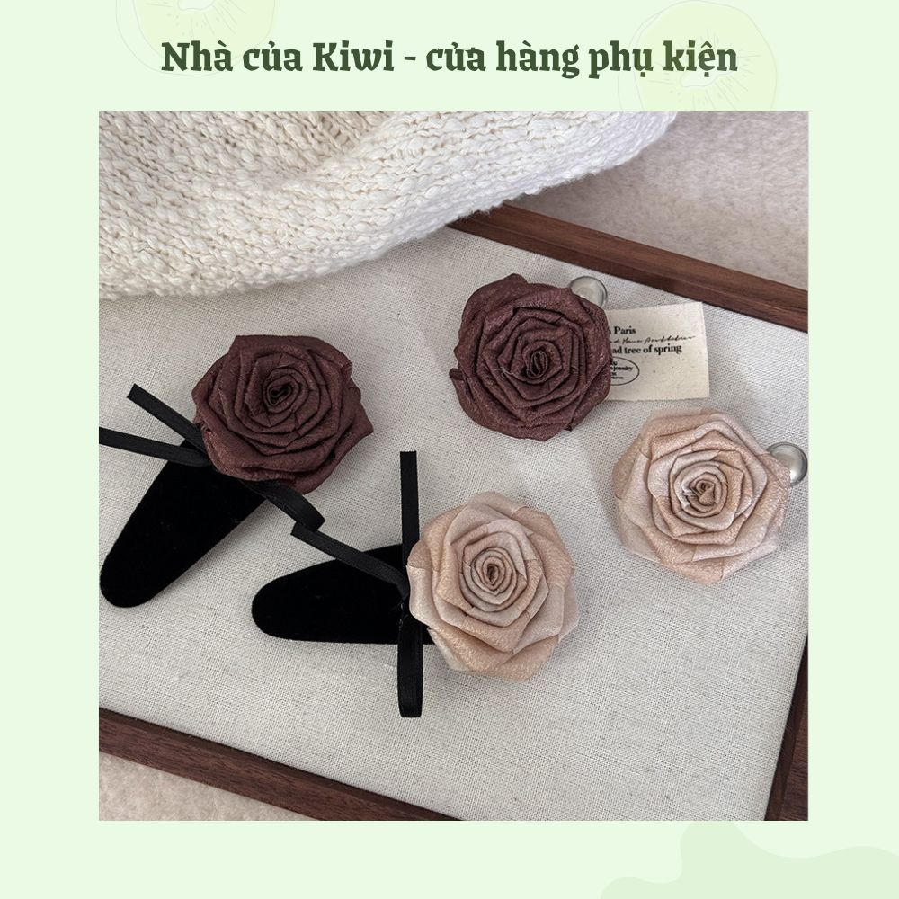 Kẹp tóc hoa hồng khô Maillard