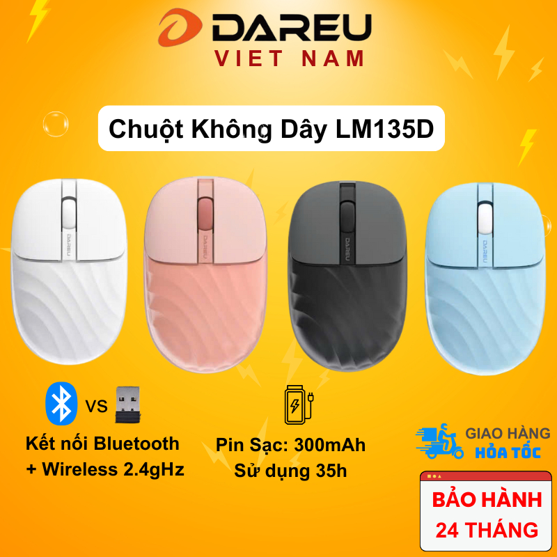 Chuột không dây Dareu LM135D Pin sạc 300mAh (Kết nối - Bluetooth + wireless 2.4G) | BigBuy360 - bigbuy360.vn