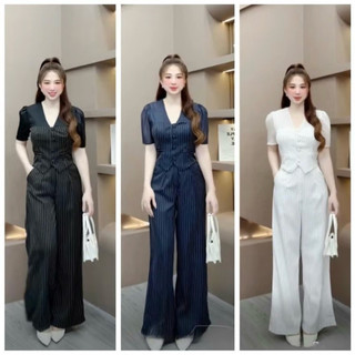  Set Bigsize 50-90kg chất cotton sọc bao gồm 1 áo và 1 quần ống suông 