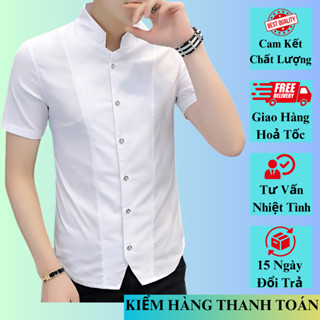 Sơ mi nam cộc tay Áo sơ mi nam cổ Tàu phong cách trẻ trung sang trọng lịch lãm dáng ôm body mã N20
