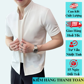 Áo Thun Nam Cổ Tàu Kiểu Dáng Sang Trọng Lịch Lãm Có Thể Kết Hợp Quần Âu Quần Jean Đều Đẹp H73