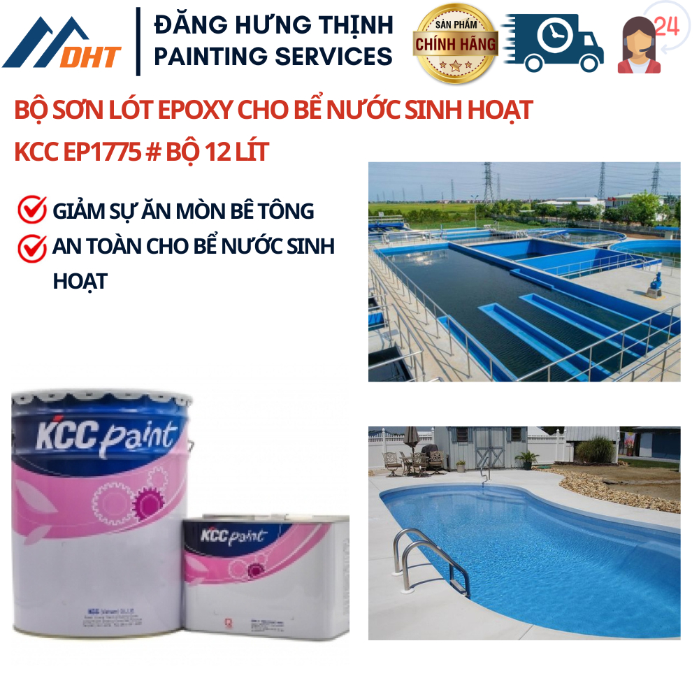 BỘ SƠN LÓT EPOXY CHO BỂ NƯỚC SINH HOẠT KCC EP1775 # BỘ 12 lÍT