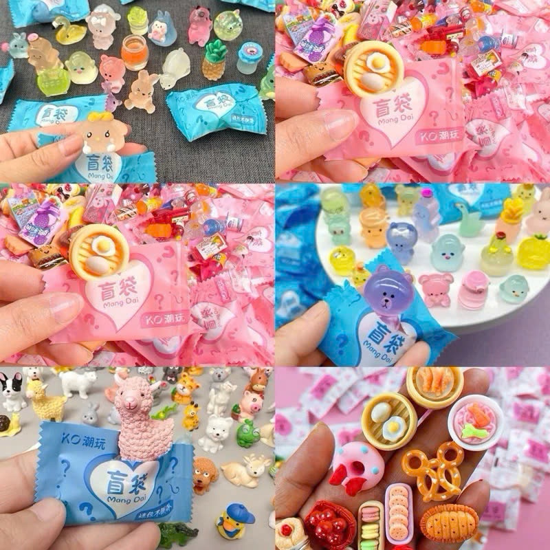 Sét 50 túi mù dạ quang Blind Bag, Combo 50 Túi mù con vật và đồ ăn làm quà tặng cho bé