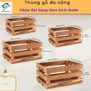 Thùng Gỗ Pallet Decor Trang Trí Nhiều Kích Thước,Hộp Gỗ Đựng Đồ Đa Năng Bằng Gỗ  Mới Nhập Khẩu