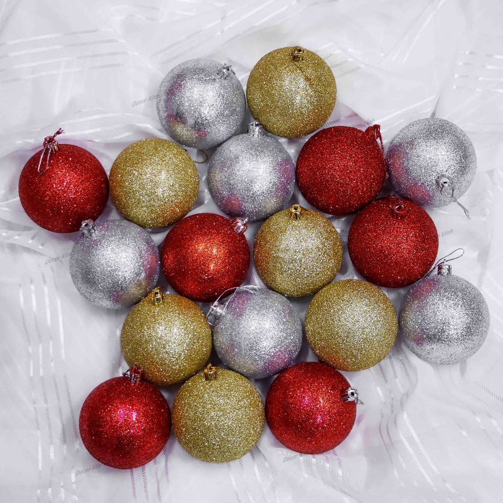 Set 6 Quả Châu Kim Tuyến E103 Trang Trí Noel Giáng Sinh