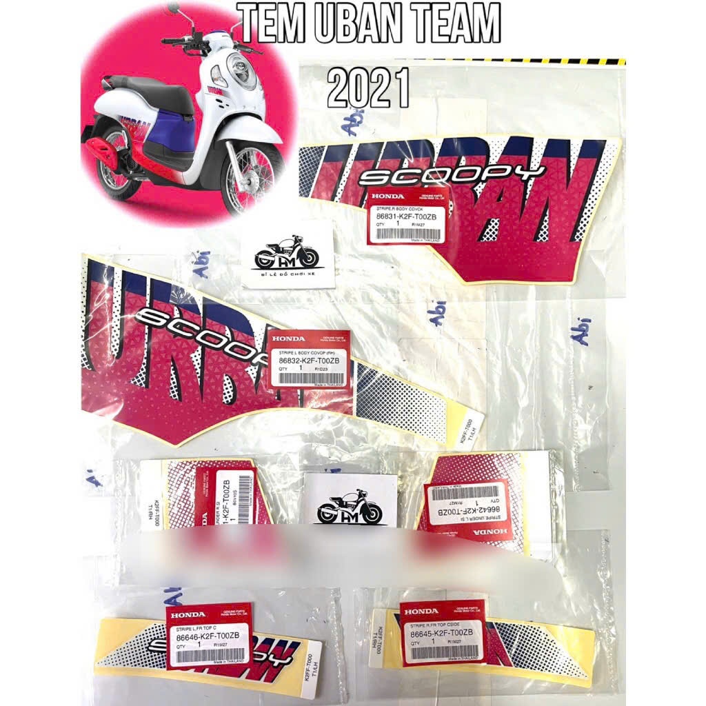 Bộ tem Scoopy 2021 Urban Team ( màu đỏ ) - hàng chính hãng honda thái