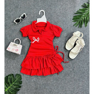  Đầm Cổ Trụ Tầng Bèo 3 Màu Xinh Bé Gái 