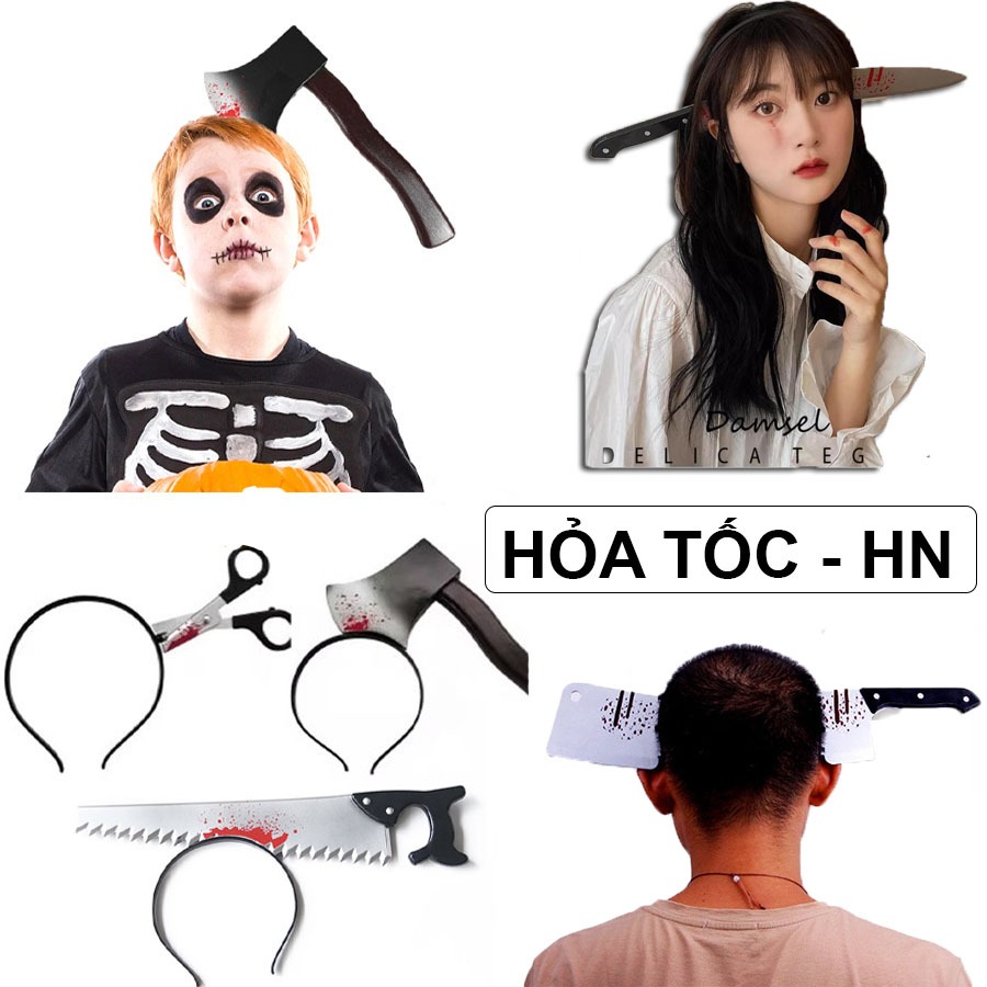 🔥🔥(Halloween), Bờm, Băng Đô Ngộ Nghĩnh Hoá Trang Halloween, Hình Kéo, Cưa, Búa