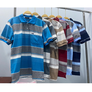 Áo Thun Nam Trung Niên POLO Sọc Ngang Có túi, Chất Thun Sọc Dệt Co Giãn Sang Trọng, Thấm Hút Mồ Hôi Từ 50-85kg HV