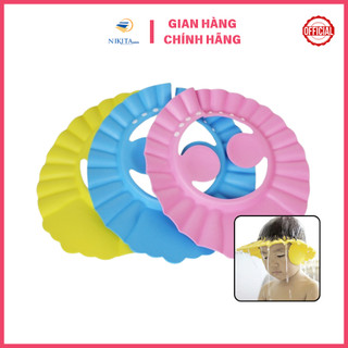 Mũ tắm gội đầu chắn nước cho bé, nón tắm có bịt tai cho bé - đảm bảo an toàn cho mắt và tai bé