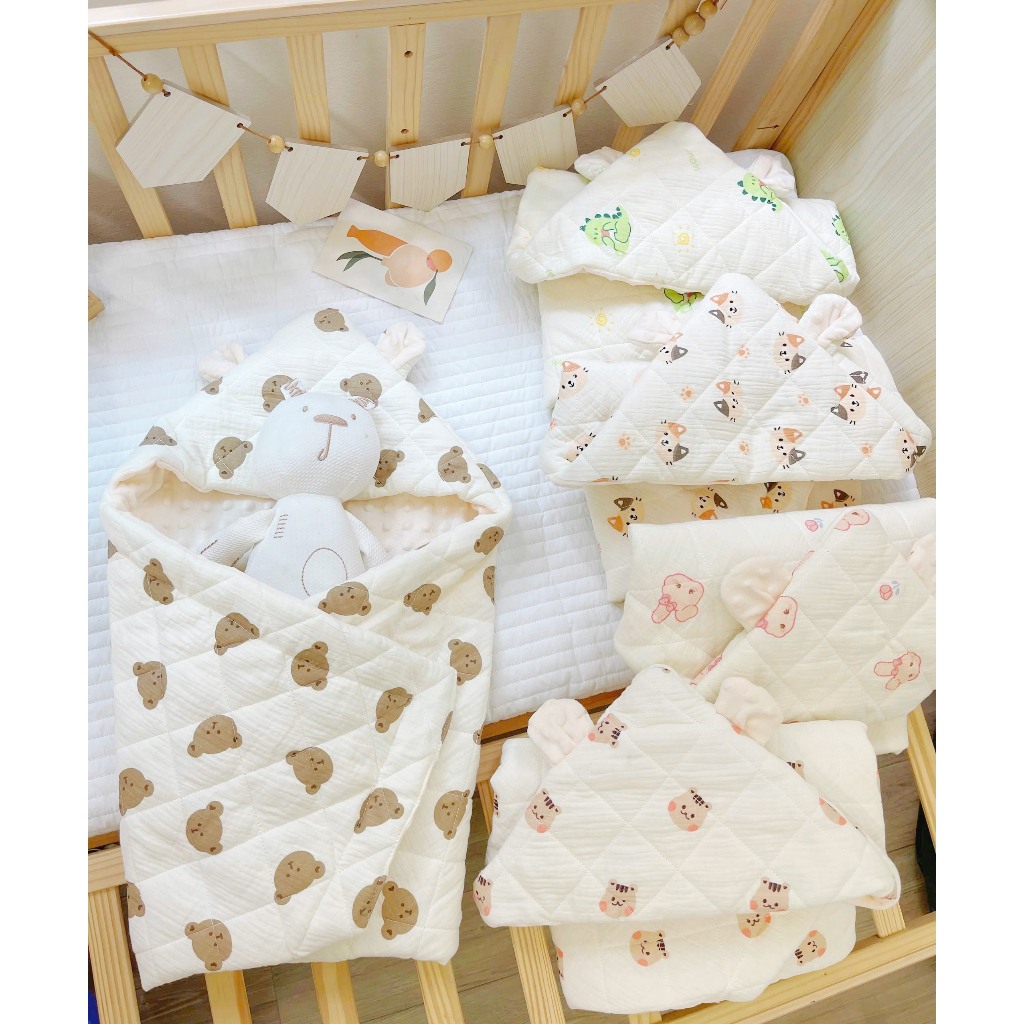 Chăn Ủ Xô Muslin Chần Bông Hạt Đậu Cao Cấp Dày Dặn Và Ấm Áp Cho Bé Sơ Sinh Babico
