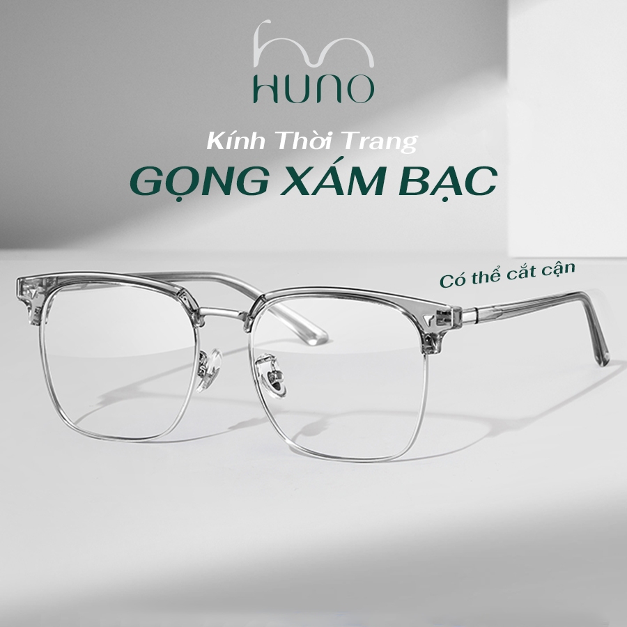 Kính mắt nam nữ gọng trong HUNO, Gọng kính khung kim loại kiểu dáng trẻ trung cá tính - K98