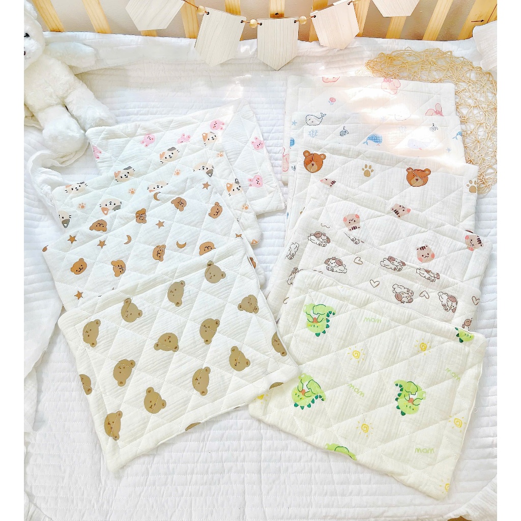 Gối Xô Muslin Chần Bông Hạt Đậu Hàng Mới Mềm Mại, Êm Ái Cho Bé Từ Sơ Sinh BABICO