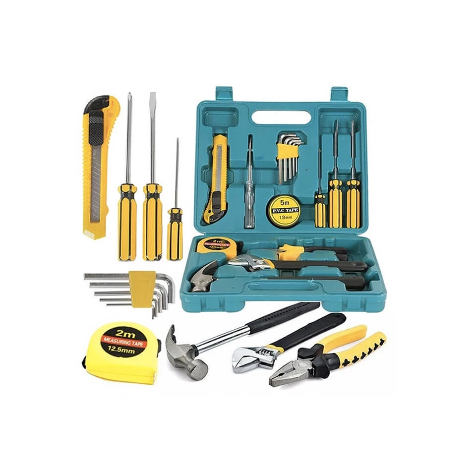 Bộ Dụng Cụ Sửa Chữa 16 Món Gồm Cờ Lê Kìm Búa Kéo Mỏ Lết Tua Vít Lục Giác Thước Đo Bút Thử Điện Đa Năng