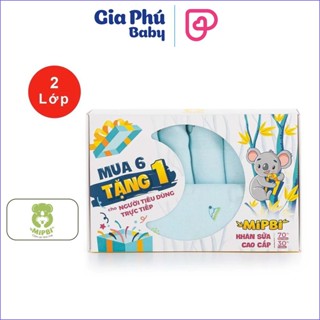 Hộp khăn sữa sợi tre mipbi ( mua 6 tặng 1 ) hàng chính hãng mẫu 2 lớp 70% tr.e + 30% cotton