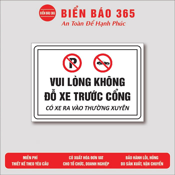 Biển báo vui lòng không đậu đỗ xe trước cổng