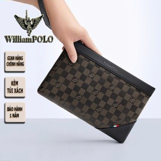 Ví kẹp nách nam hàng hiệu WilliamPOLO chất liệu da bò full túi xách POLO222179
