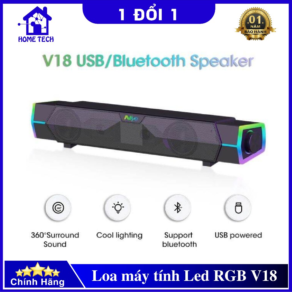 Loa máy tính Niye V18 Pro LED RGB, loa siêu trầm HiFi Soundbar Cho Phone/PC/TV/Laptop âm thanh vòm
