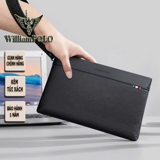  Ví kẹp nách nam hàng hiệu WilliamPOLO chất liệu da bò POLO222177 